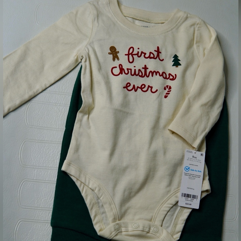 Carter's Cream and Red Christmas Baby Bodysuit